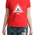 Moschino Red Cotton Swim Graphic Triangle Print  T-shirt