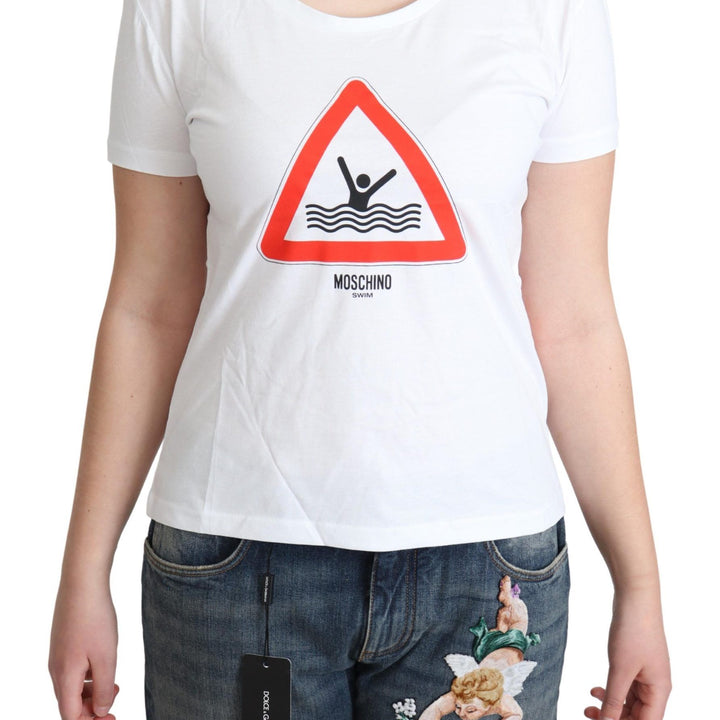 Moschino White Cotton Graphic Triangle Print T-shirt