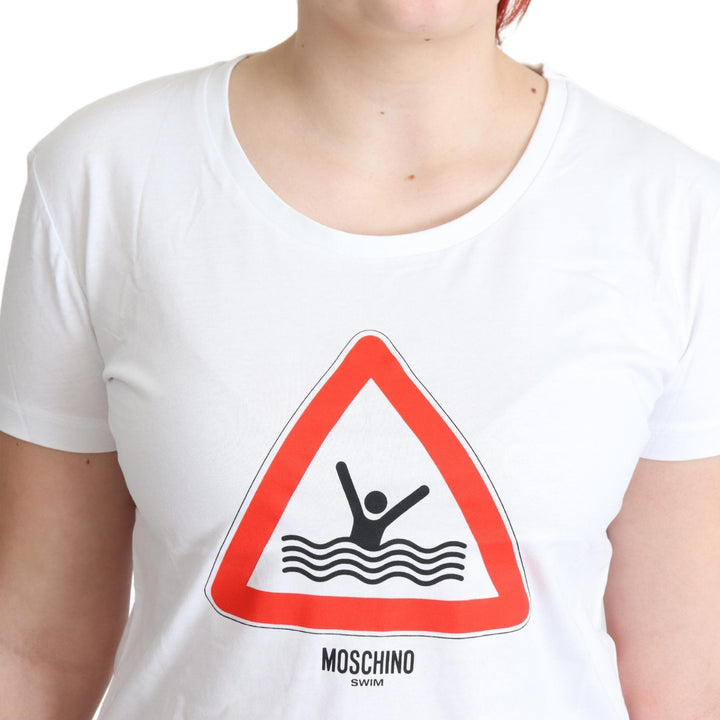 Moschino White Cotton Graphic Triangle Print T-shirt