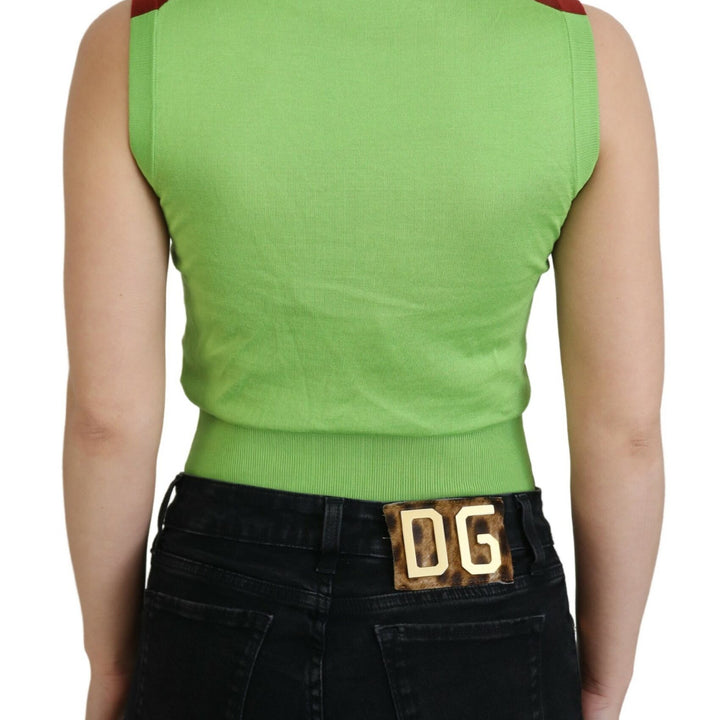 Dolce & Gabbana Red Green DG Logo Sleeveless Pullover Top