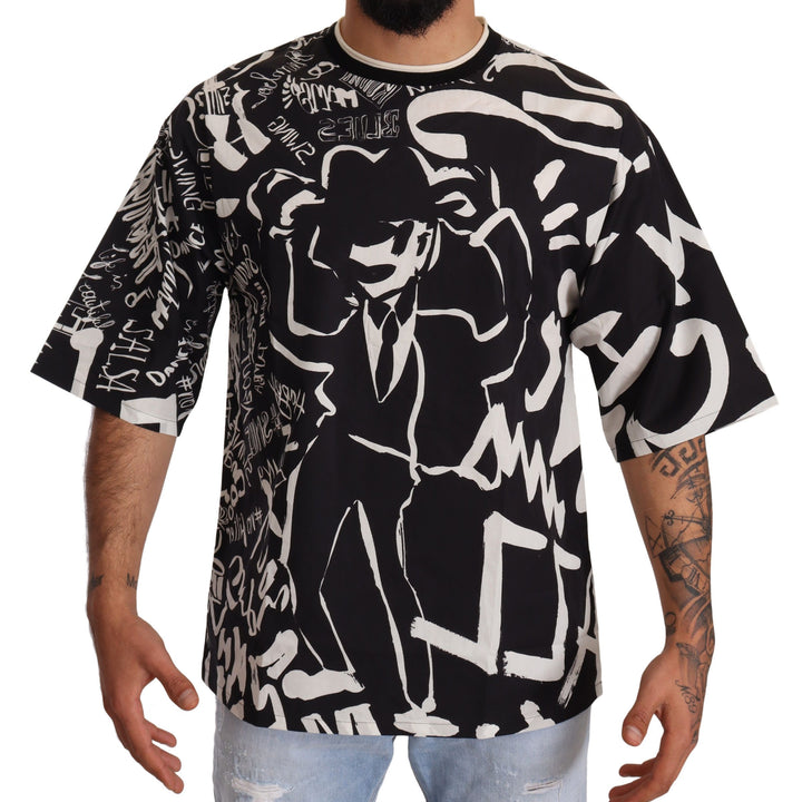 Dolce & Gabbana Black White Jazz Print Cotton T-shirt