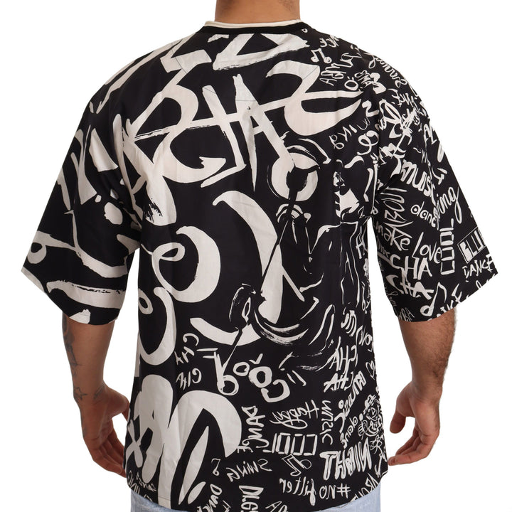 Dolce & Gabbana Black White Jazz Print Cotton T-shirt