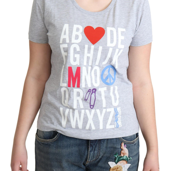 Moschino Gray Cotton Alphabet Letter Print T-shirt