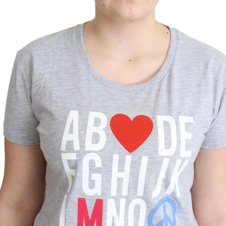 Moschino Gray Cotton Alphabet Letter Print T-shirt