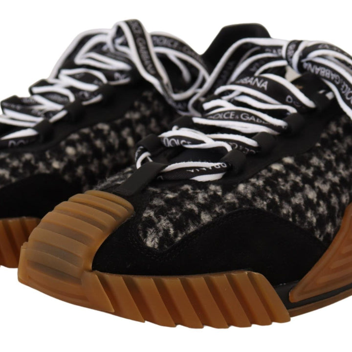 Dolce & Gabbana Black White Fabric Lace Up NS1 Sneakers Shoes