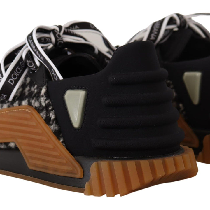 Dolce & Gabbana Black White Fabric Lace Up NS1 Sneakers Shoes