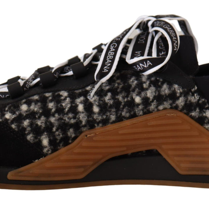 Dolce & Gabbana Black White Fabric Lace Up NS1 Sneakers Shoes