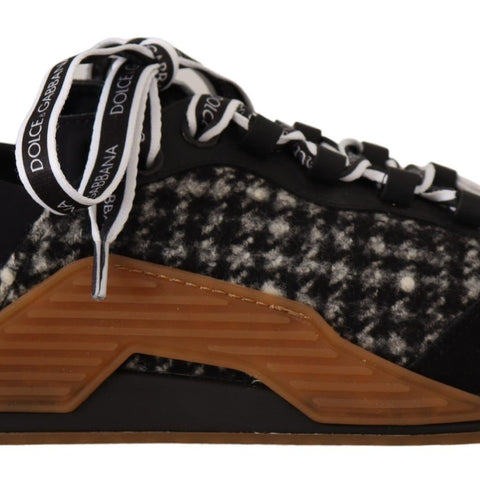 Dolce & Gabbana Black White Fabric Lace Up NS1 Sneakers Shoes