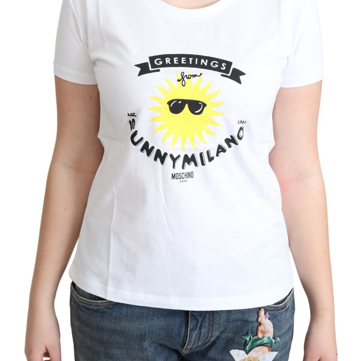 Moschino White Cotton Sunny Milano Print T-shirt