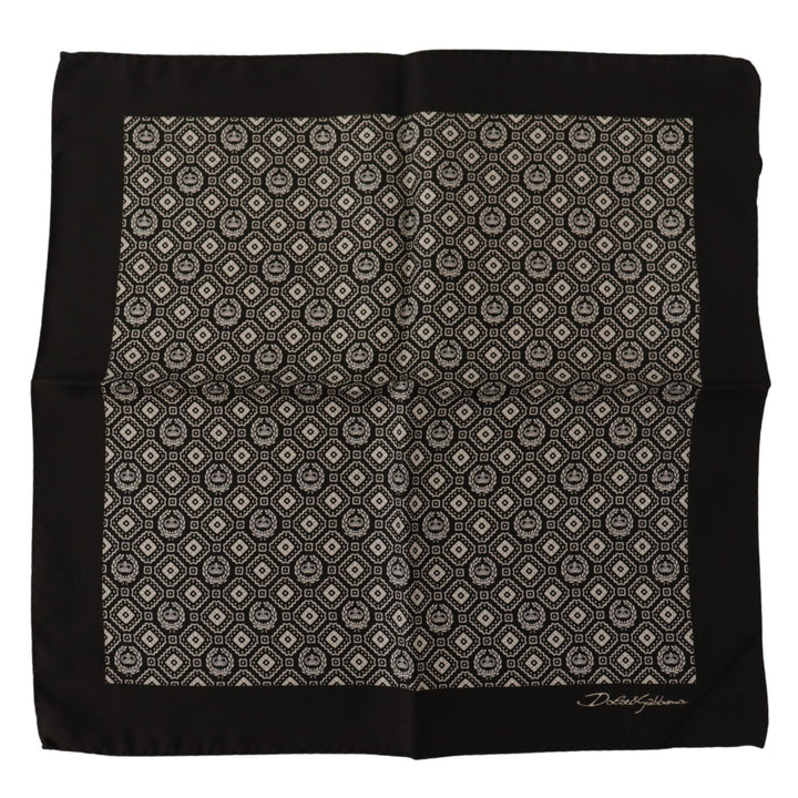 Dolce & Gabbana Black Patterned DG Logo Square Handkerchief Scarf