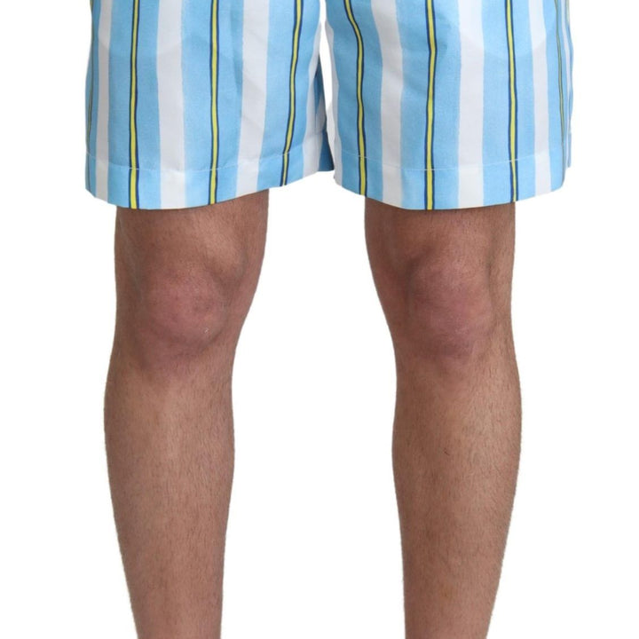 Dolce & Gabbana Blue Striped Beachwear Swimshorts
