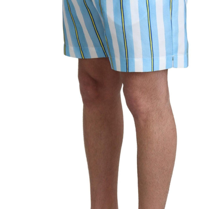 Dolce & Gabbana Blue Striped Beachwear Swimshorts