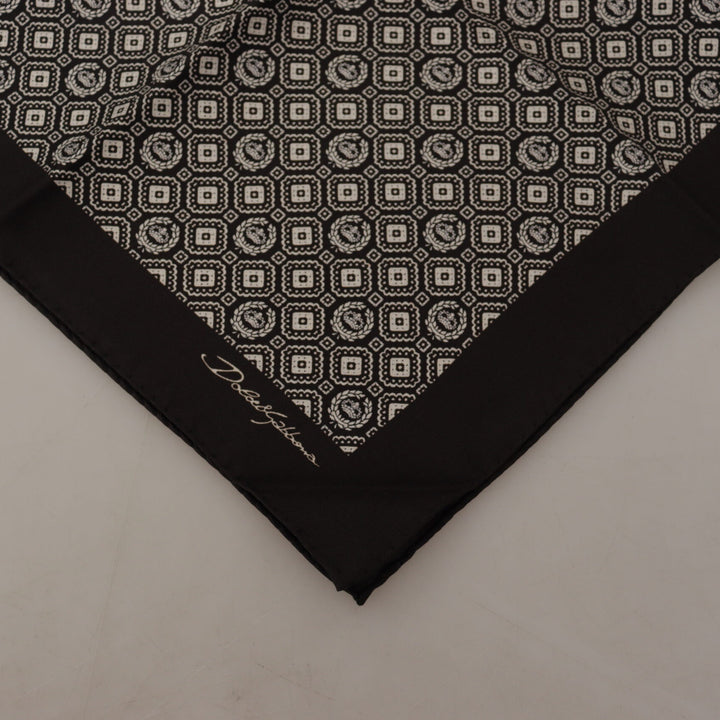 Dolce & Gabbana Black Patterned DG Logo Square Handkerchief Scarf