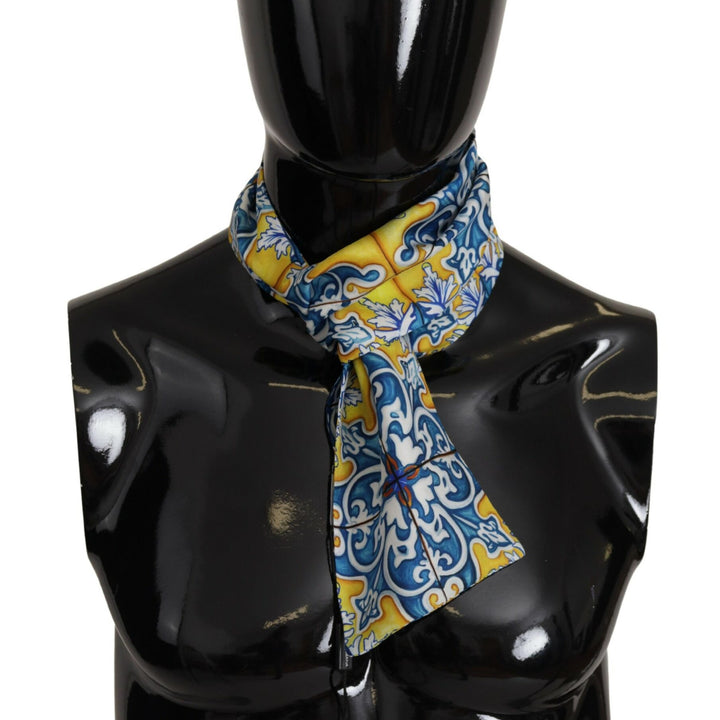 Dolce & Gabbana Multicolor Majolica Patterned Scarf Shawl Silk