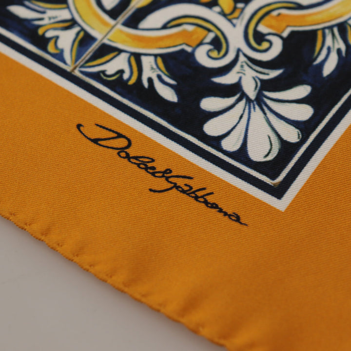 Dolce & Gabbana Orange Majolica Pattern Square Handkerchief Scarf