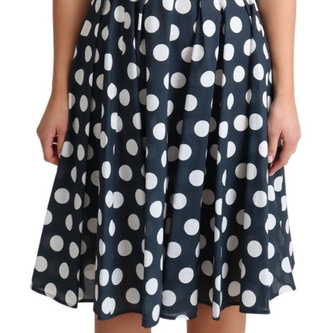 Dolce & Gabbana Blue Polka Dotted Cotton A-Line Dress