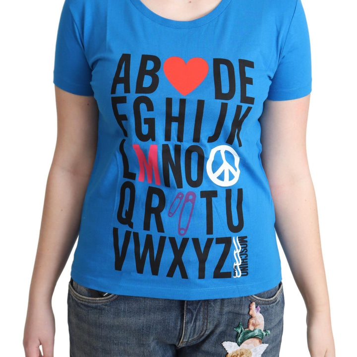 Moschino Blue Cotton Alphabet Letter Print Tops