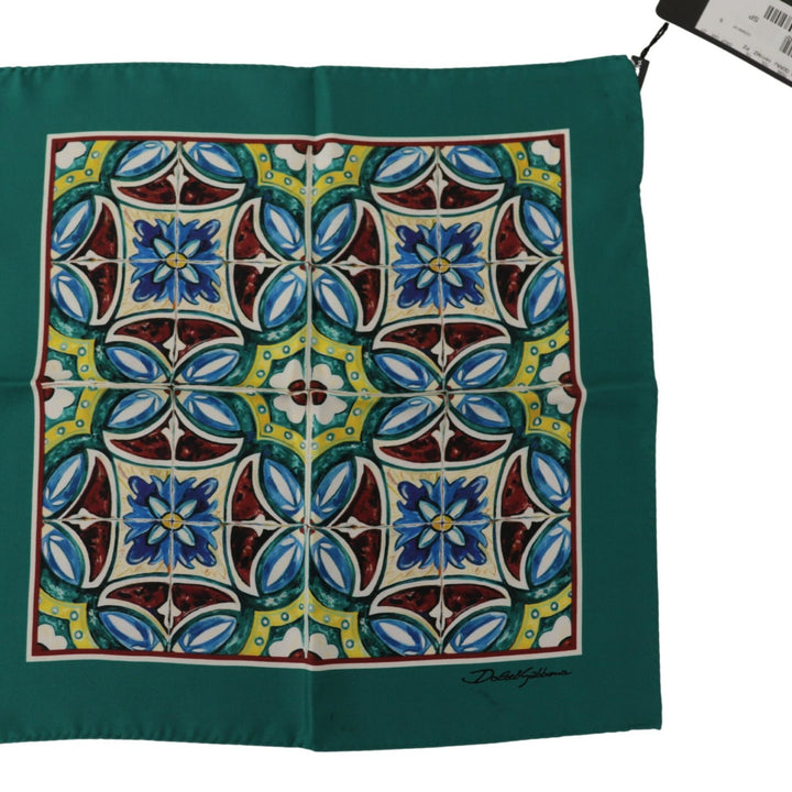 Dolce & Gabbana Majolica Patterned Square Handkerchief Scarf Silk