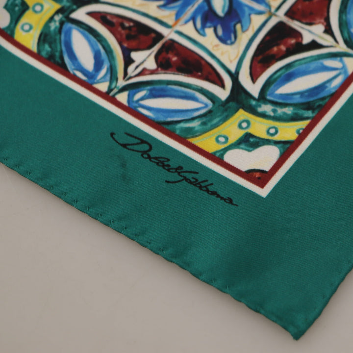 Dolce & Gabbana Majolica Patterned Square Handkerchief Scarf Silk