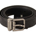 Dolce & Gabbana Black Exotic Leather Silver Buckle Belt