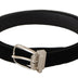 Dolce & Gabbana Black Casual Velvet Silver Tone Metal Buckle Belt