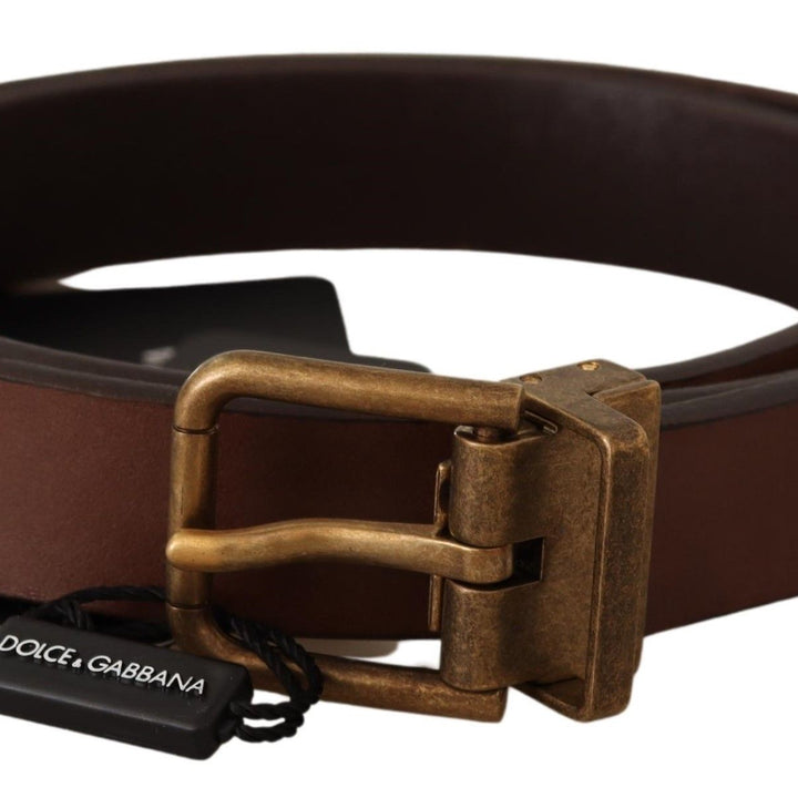 Dolce & Gabbana Brown Leather Rustic Buckle Cintura Belt