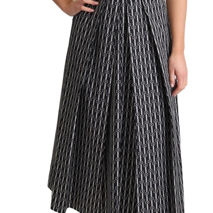 Dolce & Gabbana Black White Pattern Cotton A-Line Dress