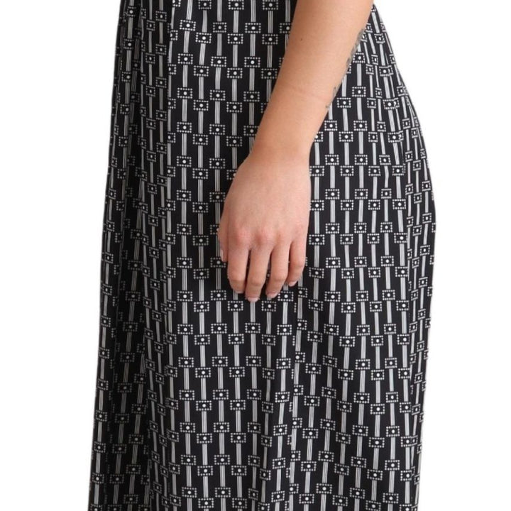 Dolce & Gabbana Black White Pattern Cotton A-Line Dress