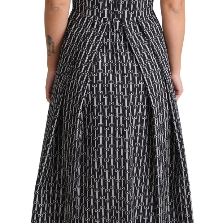 Dolce & Gabbana Black White Pattern Cotton A-Line Dress