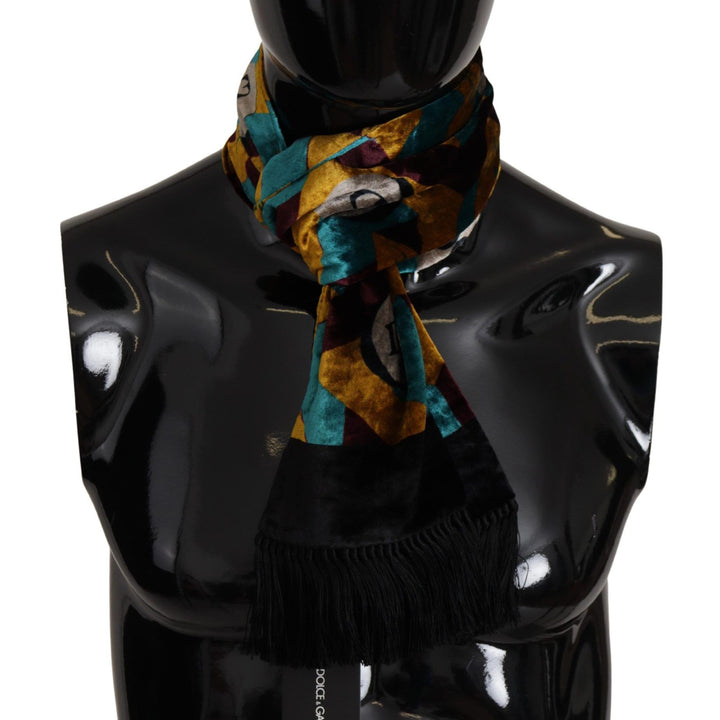 Dolce & Gabbana Multicolor DG Logo Print Shawl Wrap Fringe Scarf