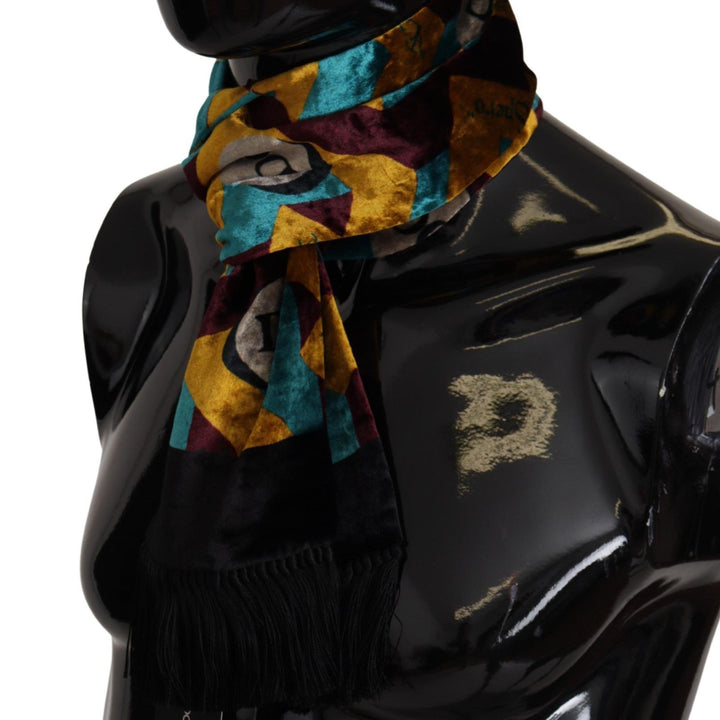 Dolce & Gabbana Multicolor DG Logo Print Shawl Wrap Fringe Scarf