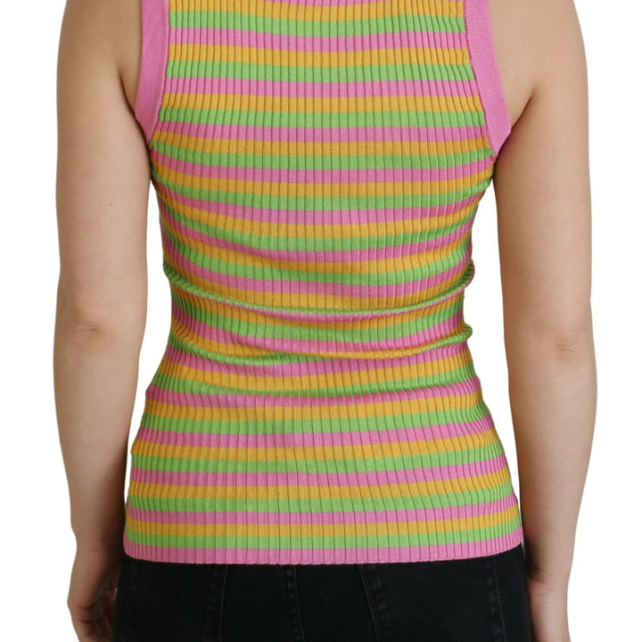 Dolce & Gabbana Multicolor Silk Vest Pullover Tank Top