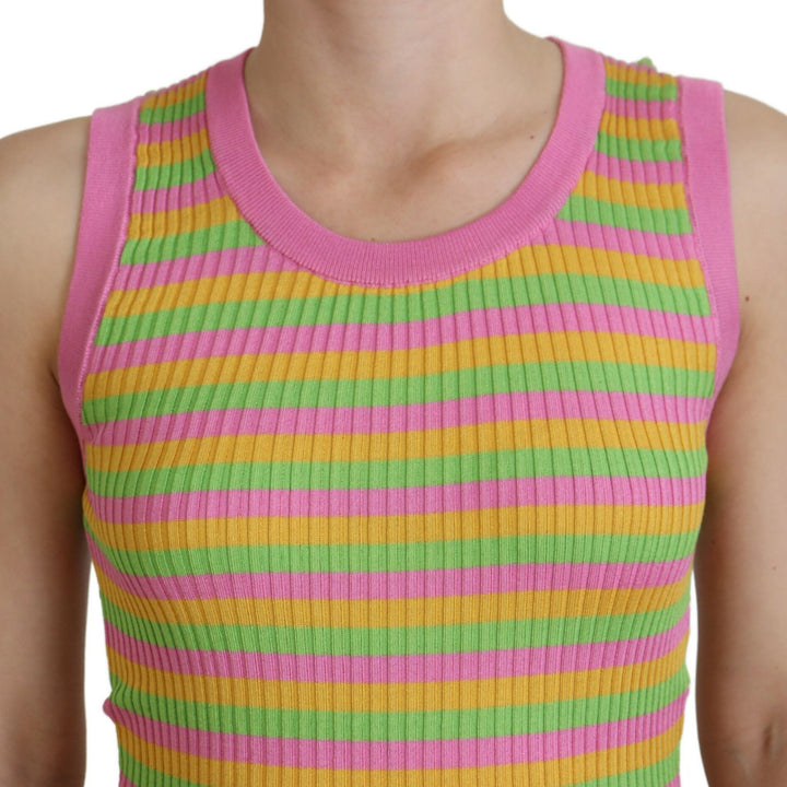 Dolce & Gabbana Multicolor Silk Vest Pullover Tank Top