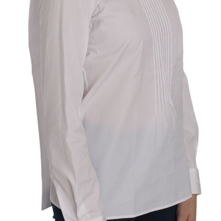 Dsquared² White Crew Neck Long Sleeve Cotton Blouse