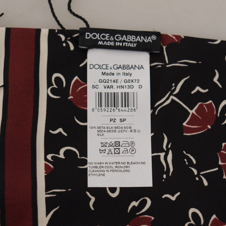 Dolce & Gabbana Black Red Umbrellas Patterned Shawl Fringe Scarf