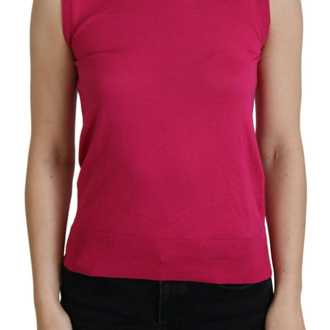 Dolce & Gabbana Pink Silk Vest Pullover Crewneck Tank Top