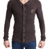 Dolce & Gabbana Brown Logo Patch Wool Knit Cardigan Sweater