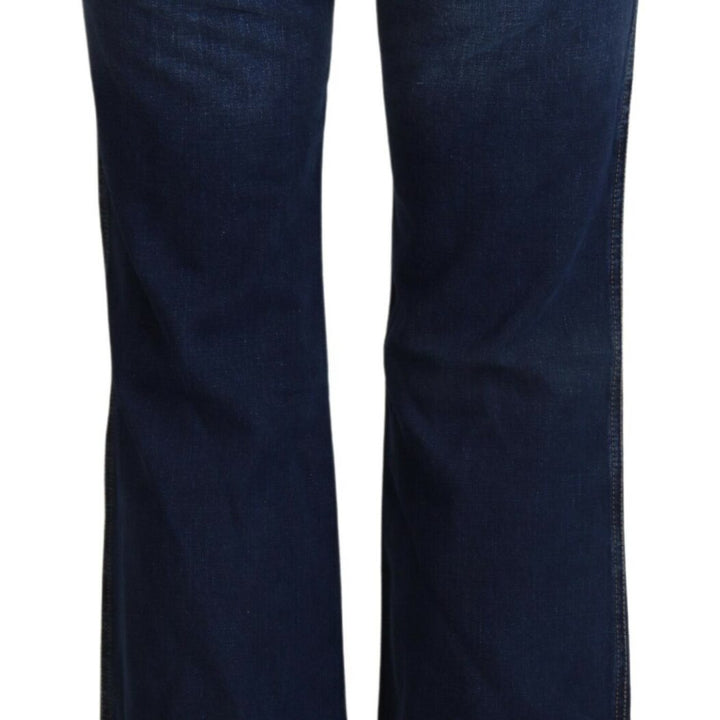 Just Cavalli Blue Low Waist Flared Leg Cotton Denim Jeans