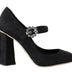 Dolce & Gabbana Black Brocade High Heels Mary Janes Shoes