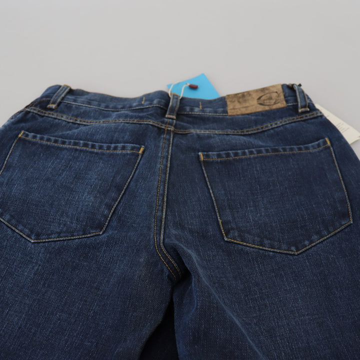 Just Cavalli Blue Low Waist Flared Leg Cotton Denim Jeans