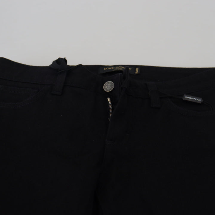 Dolce & Gabbana Black Cotton Low Waist Slim Fit Denim Jeans