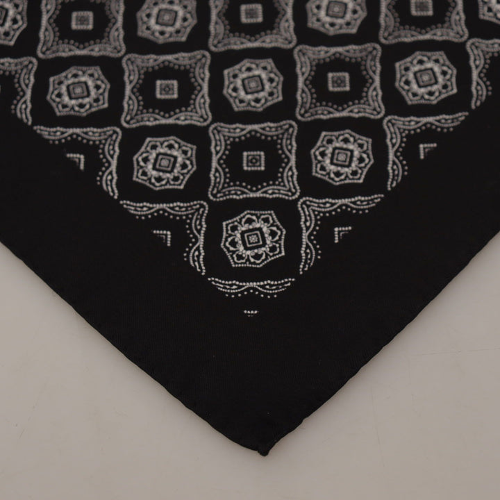 Dolce & Gabbana Black Geometric Patterned Square Handkerchief Scarf