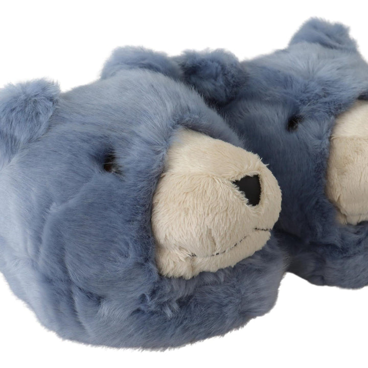 Dolce & Gabbana Blue Teddy Bear Slippers Sandals Shoes