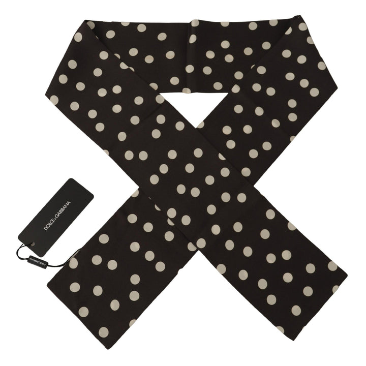 Dolce & Gabbana Brown White Polka Dots Shawl Warm Neck Wrap Scarf