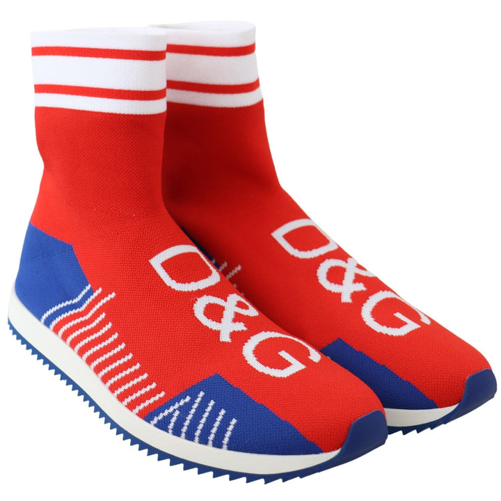 Dolce & Gabbana Blue Red Sorrento Logo Sneakers Socks Shoes