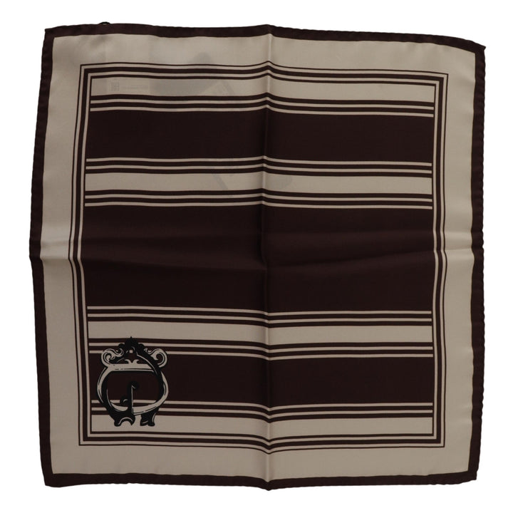 Dolce & Gabbana Brown Stripes DG Logo Print Square Handkerchief Scarf