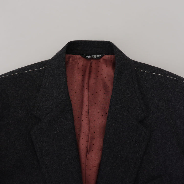 Dolce & Gabbana Gray Wool Crown Bee Formal Blazer