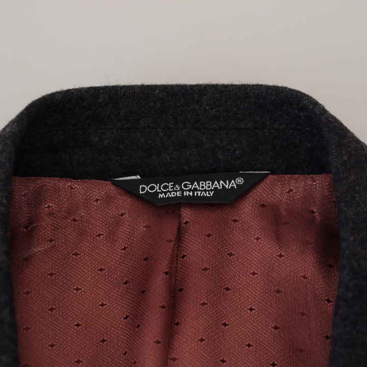 Dolce & Gabbana Gray Wool Crown Bee Formal Blazer