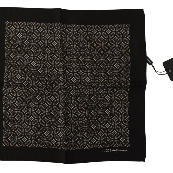 Dolce & Gabbana Black Patterned DG Printed Square Handkerchief Scarf