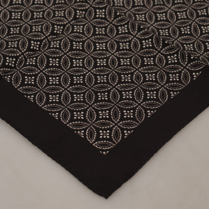 Dolce & Gabbana Black Patterned DG Printed Square Handkerchief Scarf